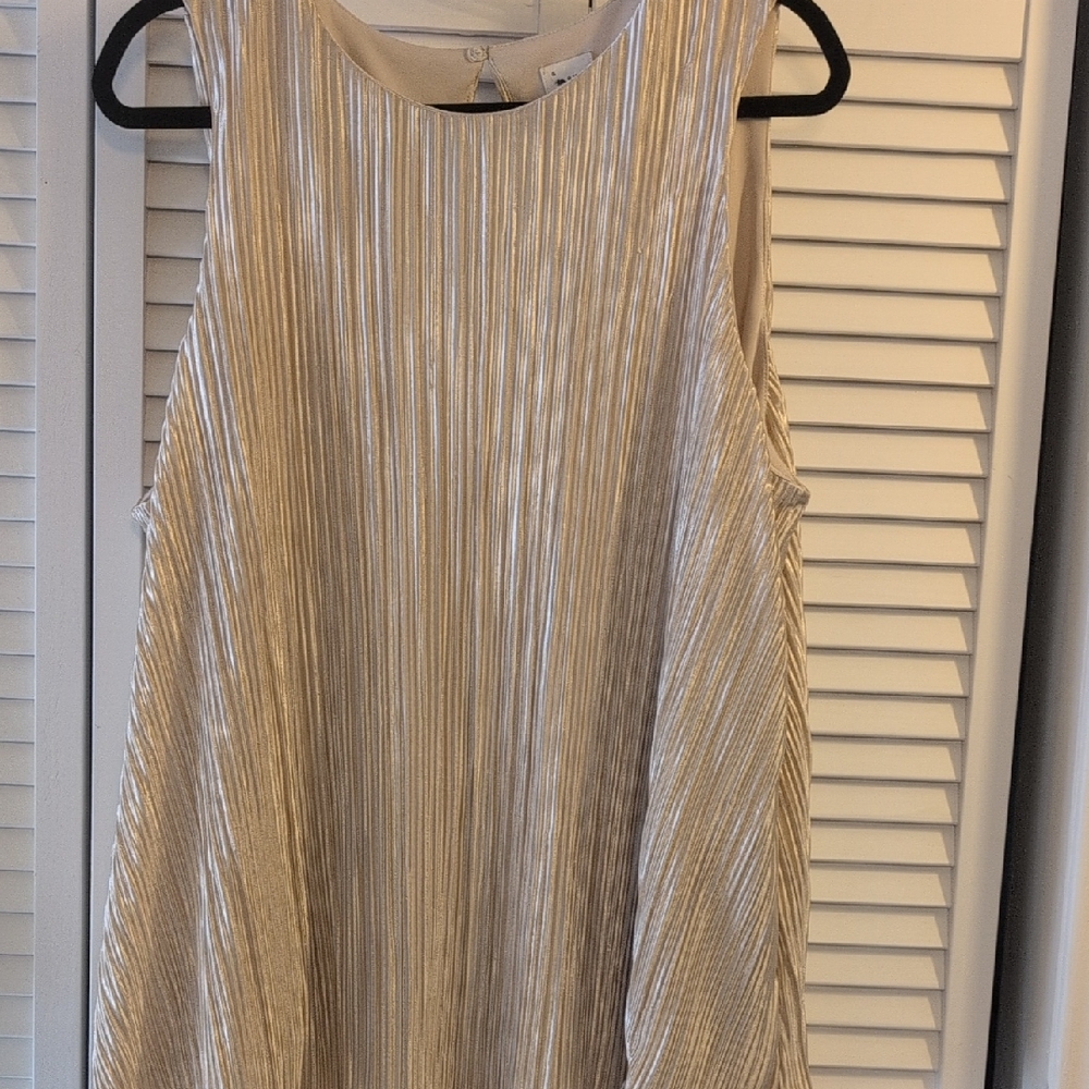 a new day Metallic Silver Pleated Blouse